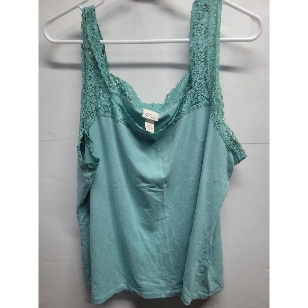 Venezia Seafoam Green‎ Lace Trim Tank Top Plus Size 18/20 Cotton Blend Camisole